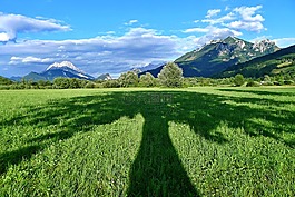 草地,山,景觀