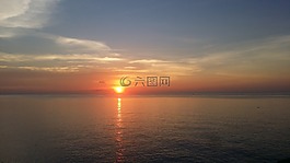 日落,地平線,海
