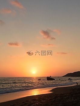 塞浦路斯,日落,海灘