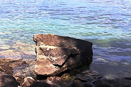 湖,銀行,石