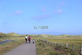 家庭,騎自行車,自行車