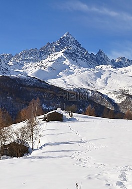 雪,冬天,山