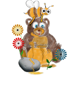 熊,動物,蜜蜂