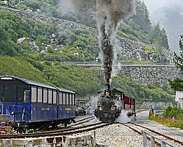蒸汽铁路 furka bergstrecke,6蒸汽机车,在 gletsch，退出