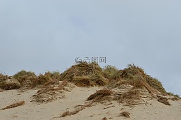 沙丘,砂,藍藍的天空