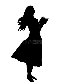 女人讀圣經(jīng),圖,剪影