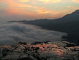 元阳梯田,日出,云雾