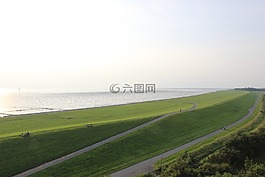 堤防工程,天空,水