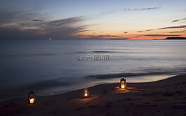 夜,海灘,海