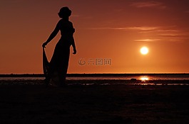 日落,剪影,abendstimmung