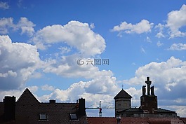 天空,藍色,云