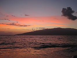 日落,夏威夷,海