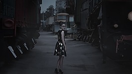 在車站的女孩,火車,海報女郎