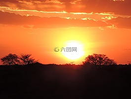 日落,纳米比亚,卡拉哈里沙漠