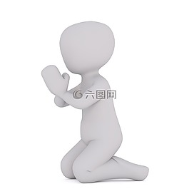 祈禱,白人男性,3d模型