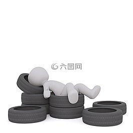 冬季轮胎,白人男性,3d模型