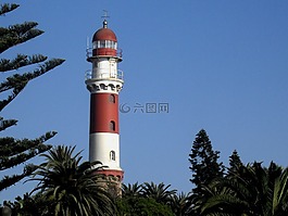 燈塔,紅色,白
