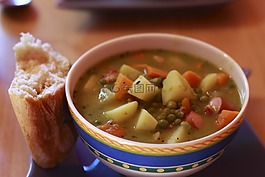 湯,面包,豌豆湯