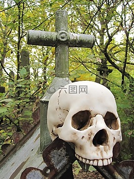 死亡,頭骨,骷髏和交叉骨