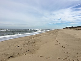 足跡,海灘,天空