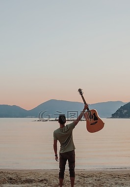 音樂,吉他,海灘