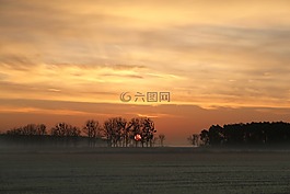 日出,太阳,橙色