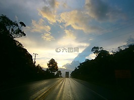 天空,云,路