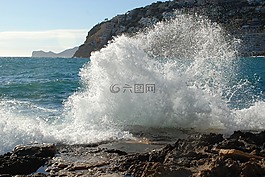 海,噴霧,海岸