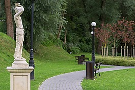 公園,胡同,雕像