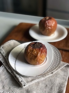 烤,蘋果,甜點