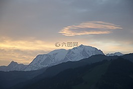 日出,雪,山