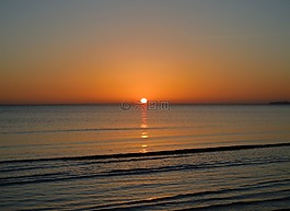 日出,海,鏡像