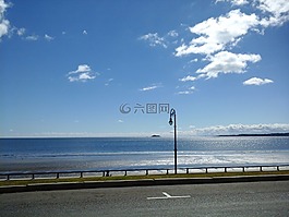 海灘,路,路燈