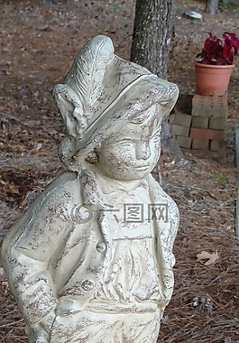雕像,男孩,花園