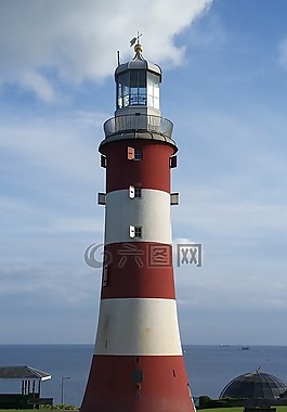燈塔,海,紅色