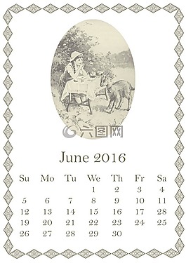 6 月,2016,日歷