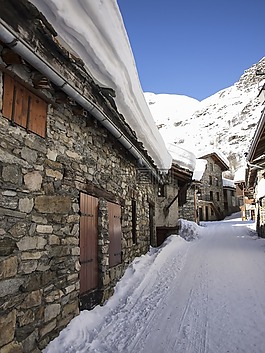 村,bonneval的,雪
