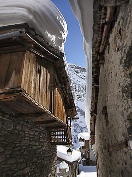 村,bonneval的,雪