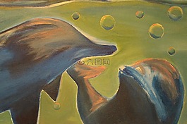 海豚,石油,acrilico