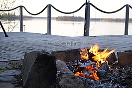 kabetogama,湖,篝火
