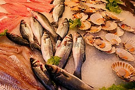 吃,魚,海鮮