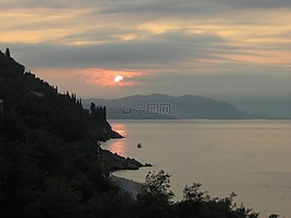 日出,海,岸