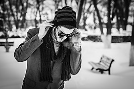 男孩,冬季,雪