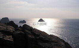 懸崖,日落,布列塔尼