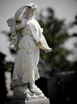 雕像,天使,女子
