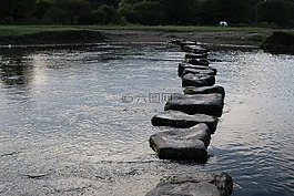 步驟,石頭,河