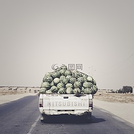 路,西瓜,面包車