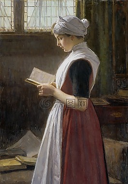 畫,女子,閱讀