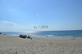 海灘,藍色,天空