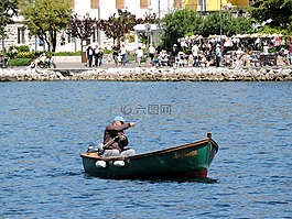 漁,小船,湖